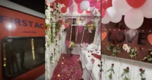 नंदीग्राम एक्सप्रेस में फर्स्ट AC केबिन बना हनीमून सुइट! गुलाब-गुब्बारे और I Love You, TTE सस्पेंड